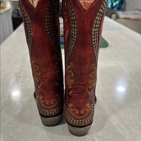 Old Gringo New beaded snake 7.5 Red Western Studded Cowboy Boots - Picture 4 of 5
